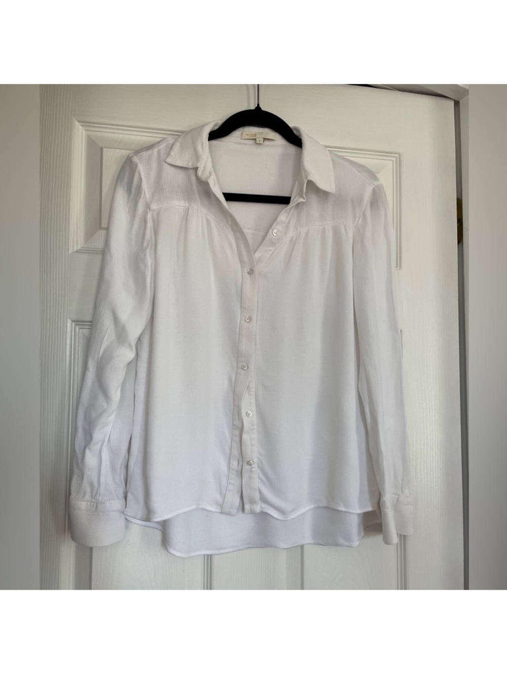 White Long-Sleeve Button-Down Blouse Maje size 1 white button down shirt.